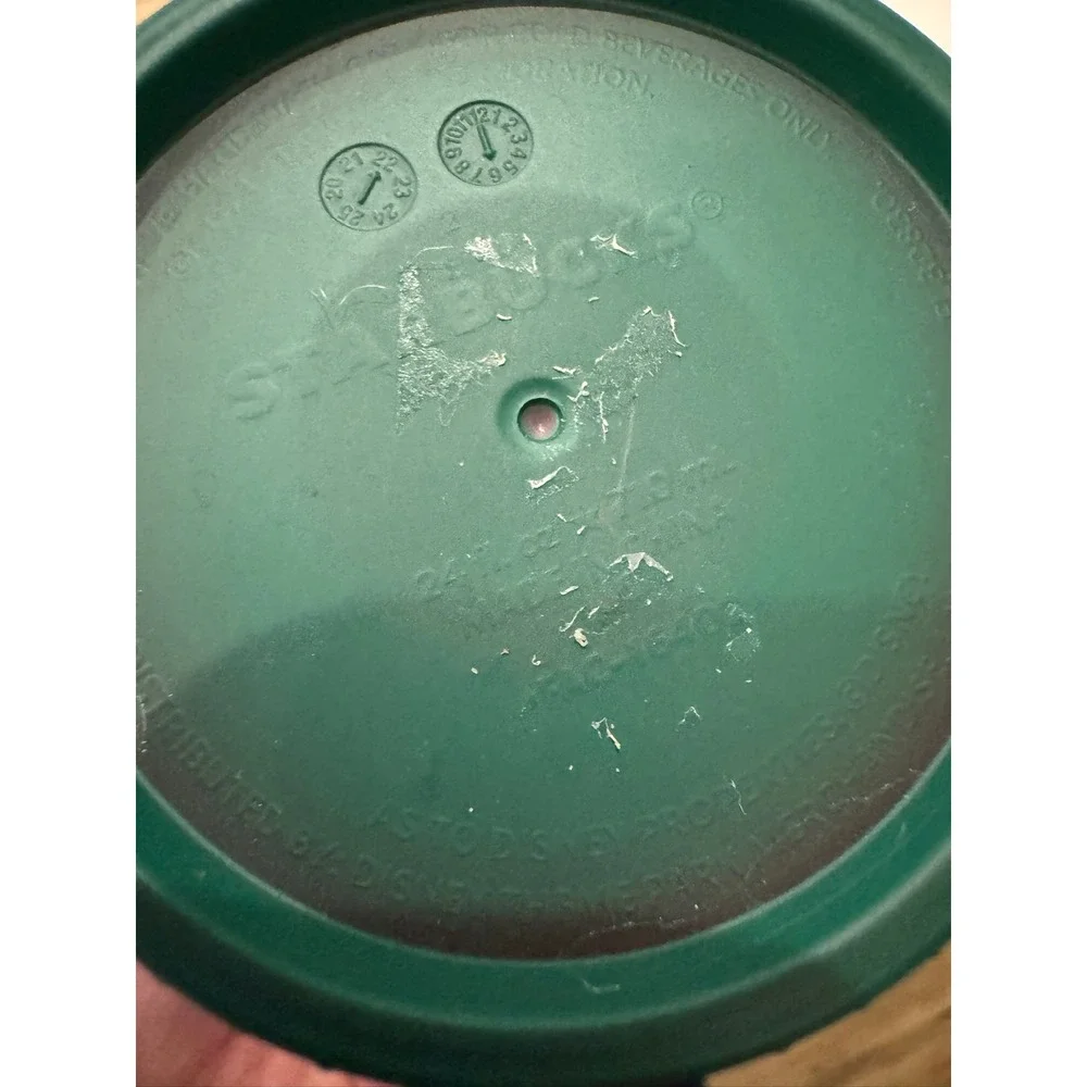 Starbucks Disney World Christmas Red Green Ombre Studded Tumbler 24oz Lid Damage